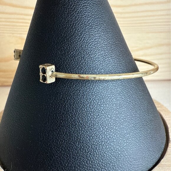 Gold-Tone Open Cuff Bracelet With Black Rhinestone Accents 7 Inches - Picture 2 of 4